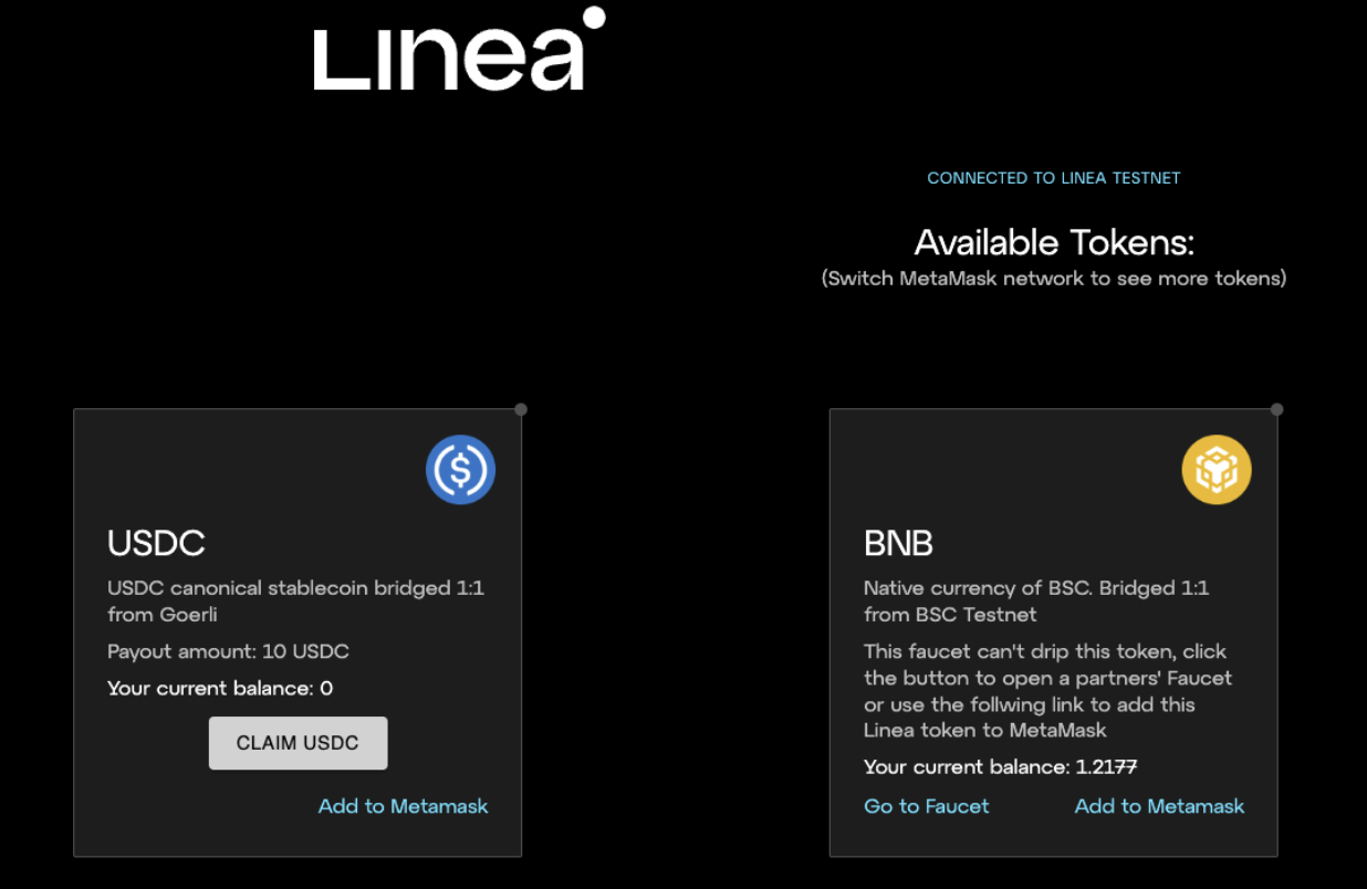 Linea BNB faucet